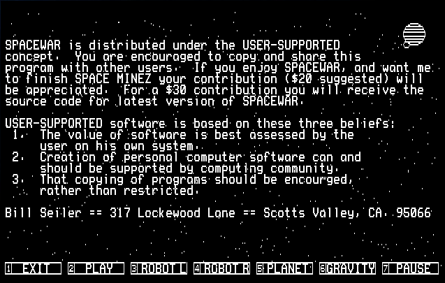 Spacewar screenshot 1