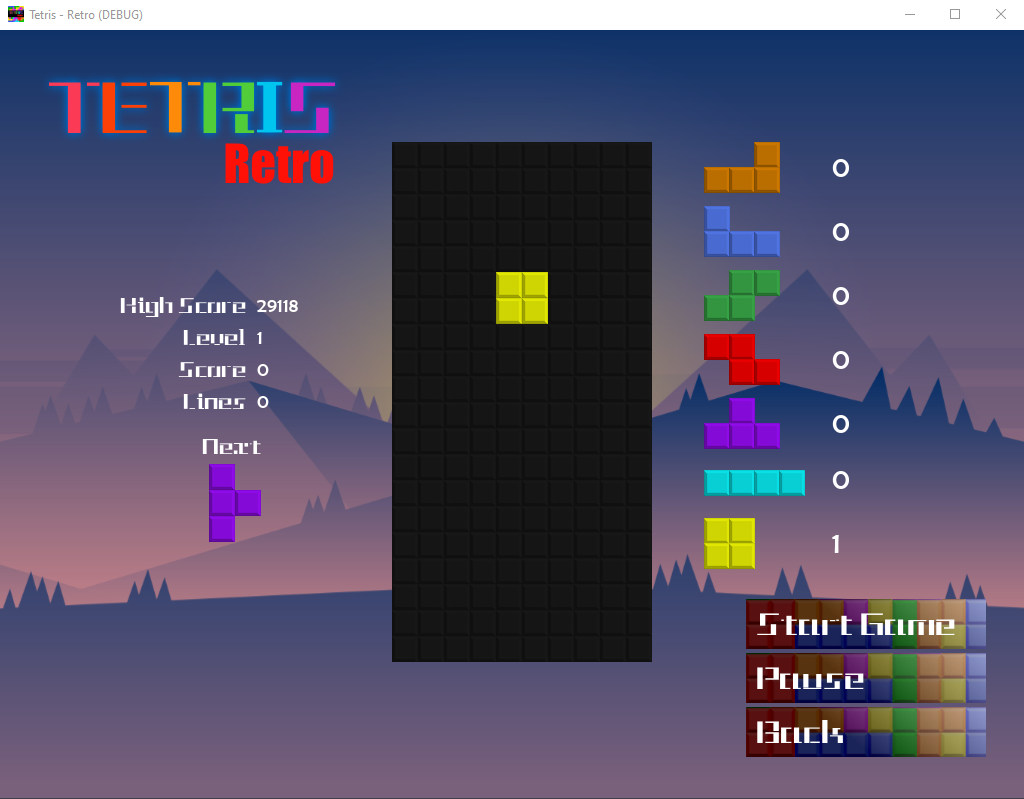 Tetris-Retro gameboard